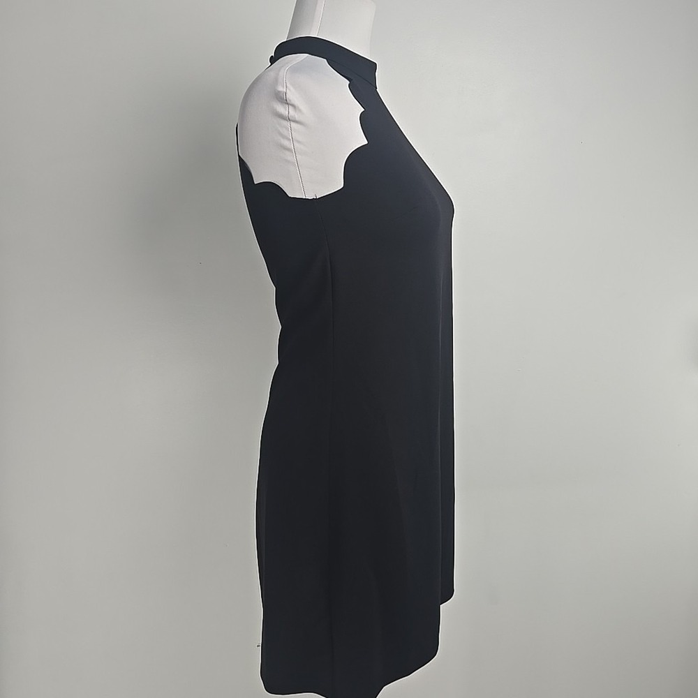 Fortune & Ivy Marina Black Scallop Detail Mini Dress Sleeveless High Neck Small - Picture 4 of 9